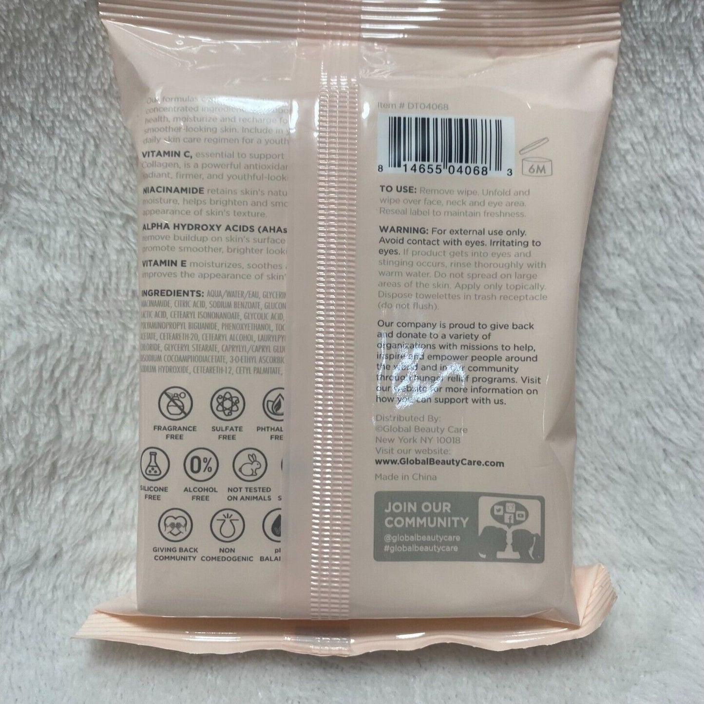 Global Beauty Care Vitamin C Serum 1 fl oz & Cleansing Cloths 25 Ct