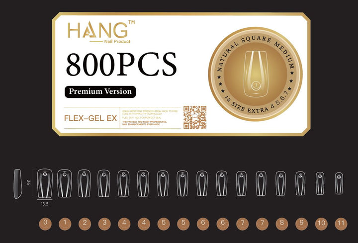 Hang Nail Flex-Gel X Tips- Medium Square 800 pcs