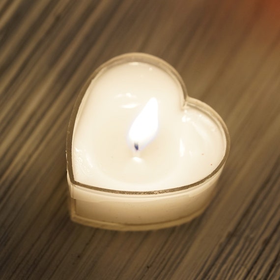 Heart-Shaped White Tealight Candle