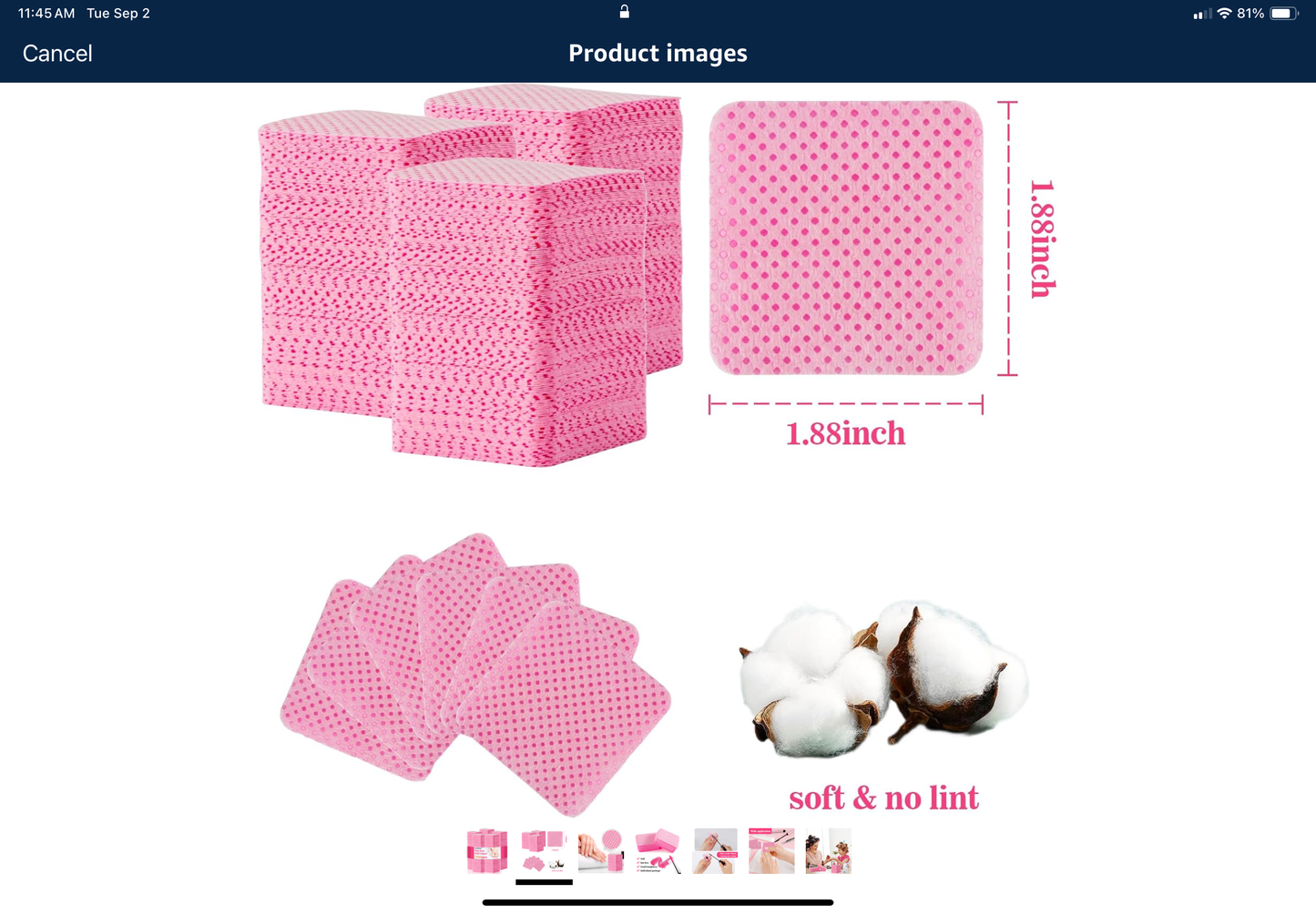 MAQIHAN 1500 Lint Free Nail Wipes - Pink Acetone Nail Polish Remover Wipes