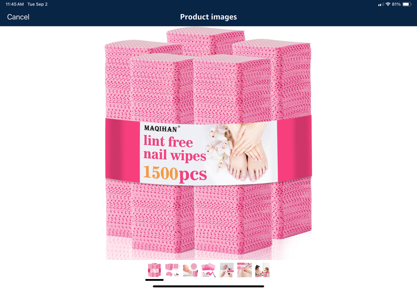 MAQIHAN 1500 Lint Free Nail Wipes - Pink Acetone Nail Polish Remover Wipes