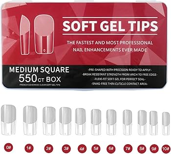 Short Square Soft Gel Tips 550ct