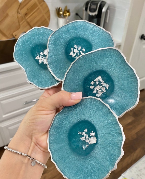 Agate Coaster with Gold Trim