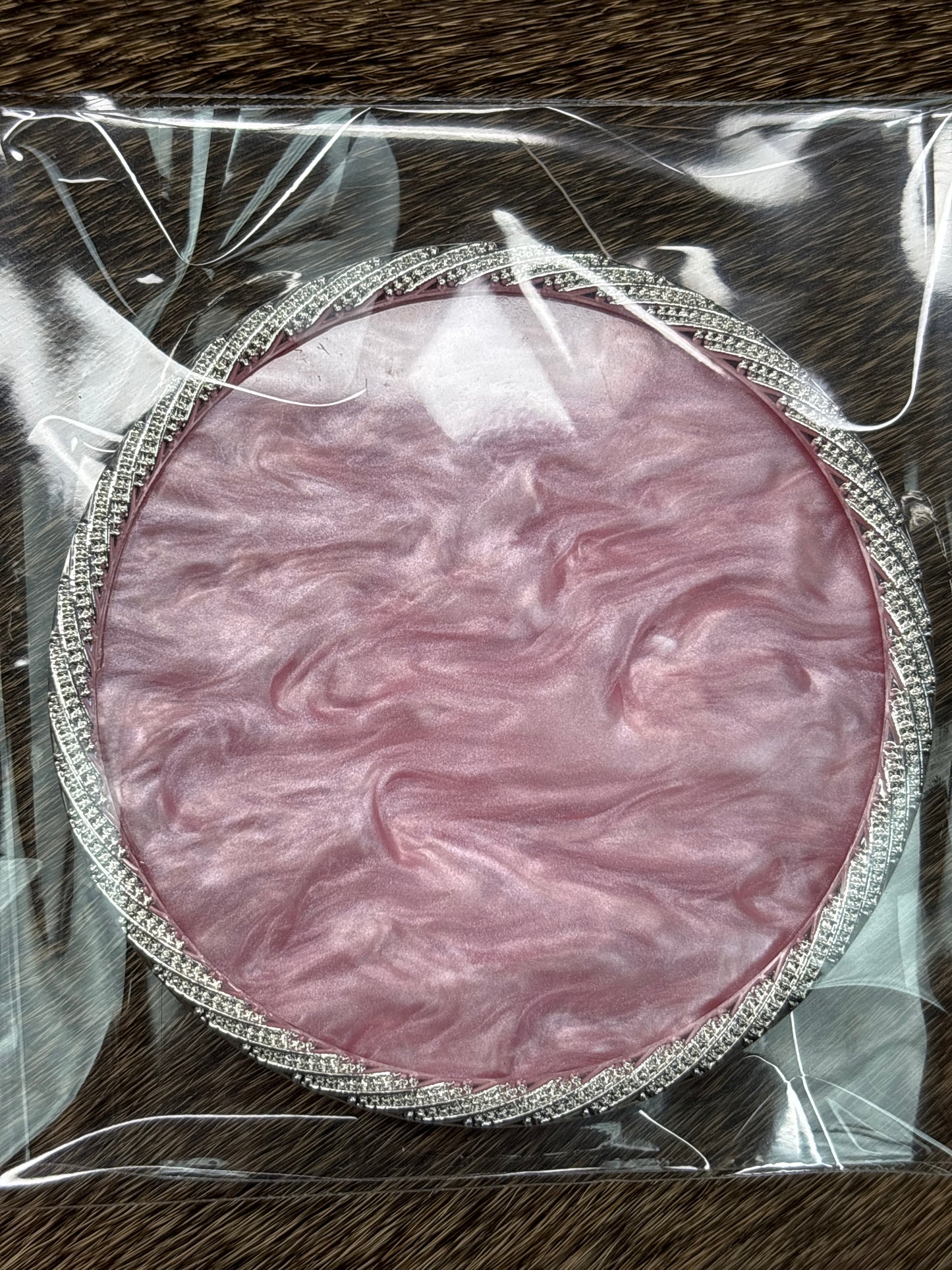 Pink Satin Silver Trimmed Mixing Palate