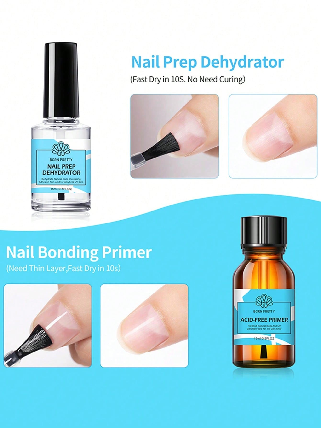 BORN PRETTY 15ml Nail Dehydrator, No UV LED Needed