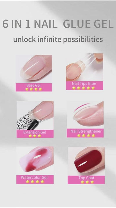 BORN PRETTY 15ml 6-in-1 Nail Glue, Base, Extending, Strengthener Gel