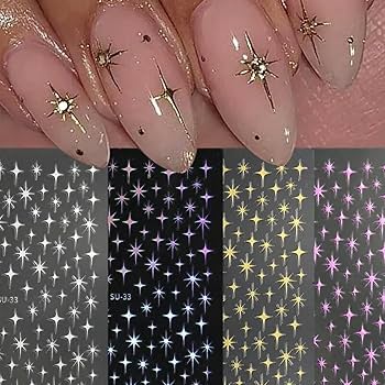 Golden Star Nail Art Decorations