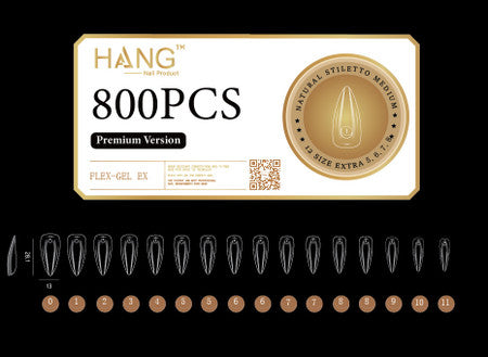 HANG Natural Flex Gel X Stiletto Nail Tips Short 800pc