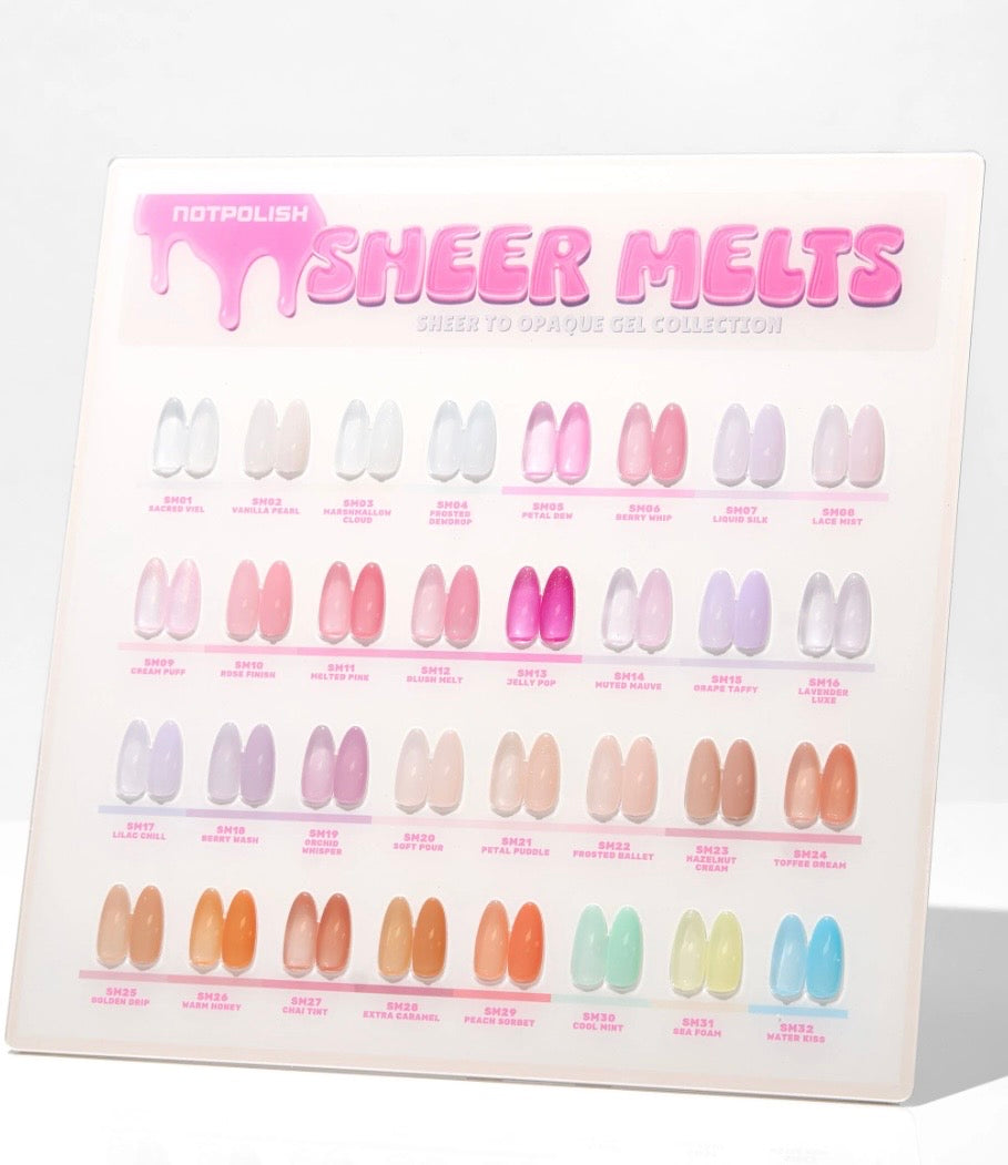 Not Polish Sheer Melts 32 Color Collection w/Swatch Board