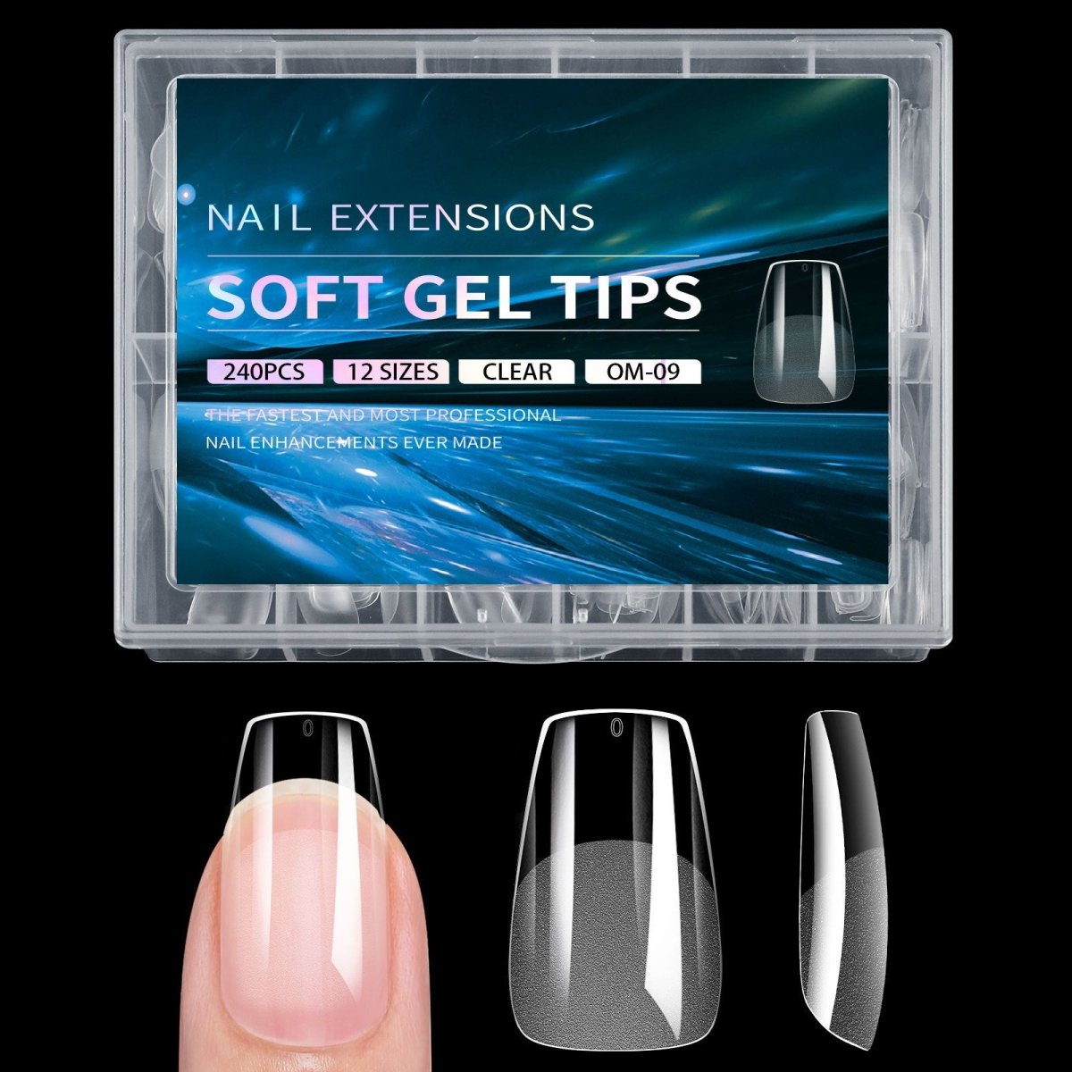 Long Square Half Cover Gel Nail Tips