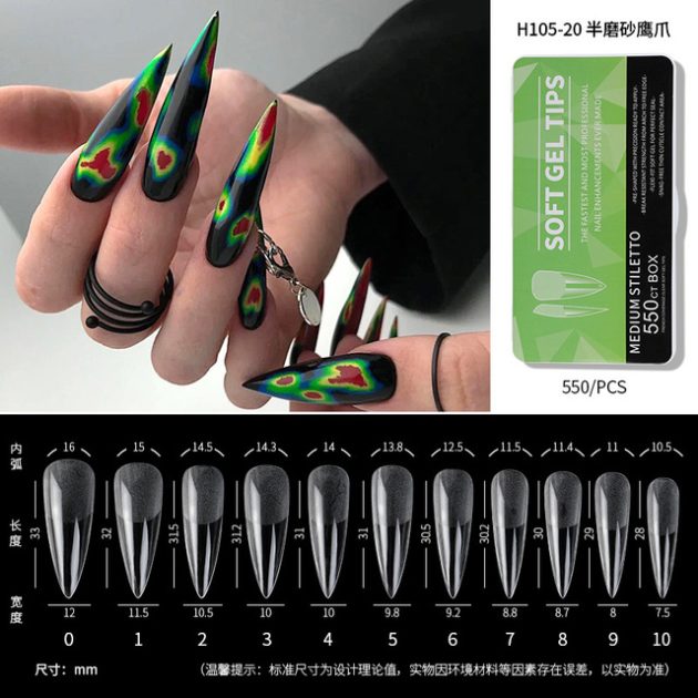 Medium Stiletto Soft Gel Tips