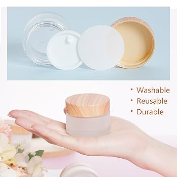 Wooden Lid Glass Cosmetic Jar (empty)