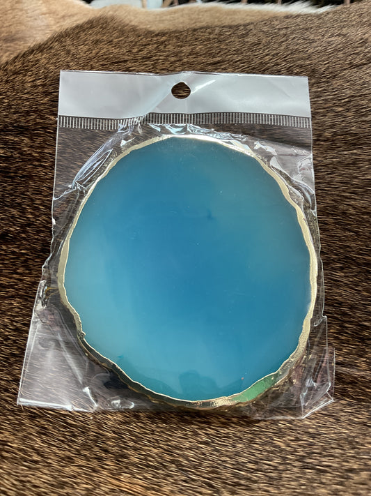 Agate Coaster with Gold Trim