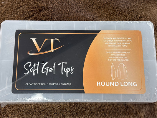 VT Soft Gel-X Nail Tips.  Round, Long