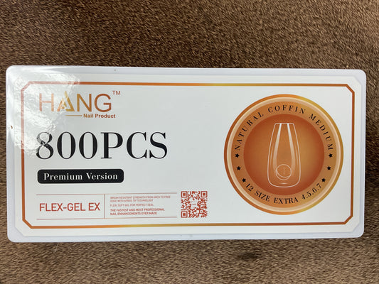 Hang Flex-Gel Nail Tips- Coffin Medium 800pcs