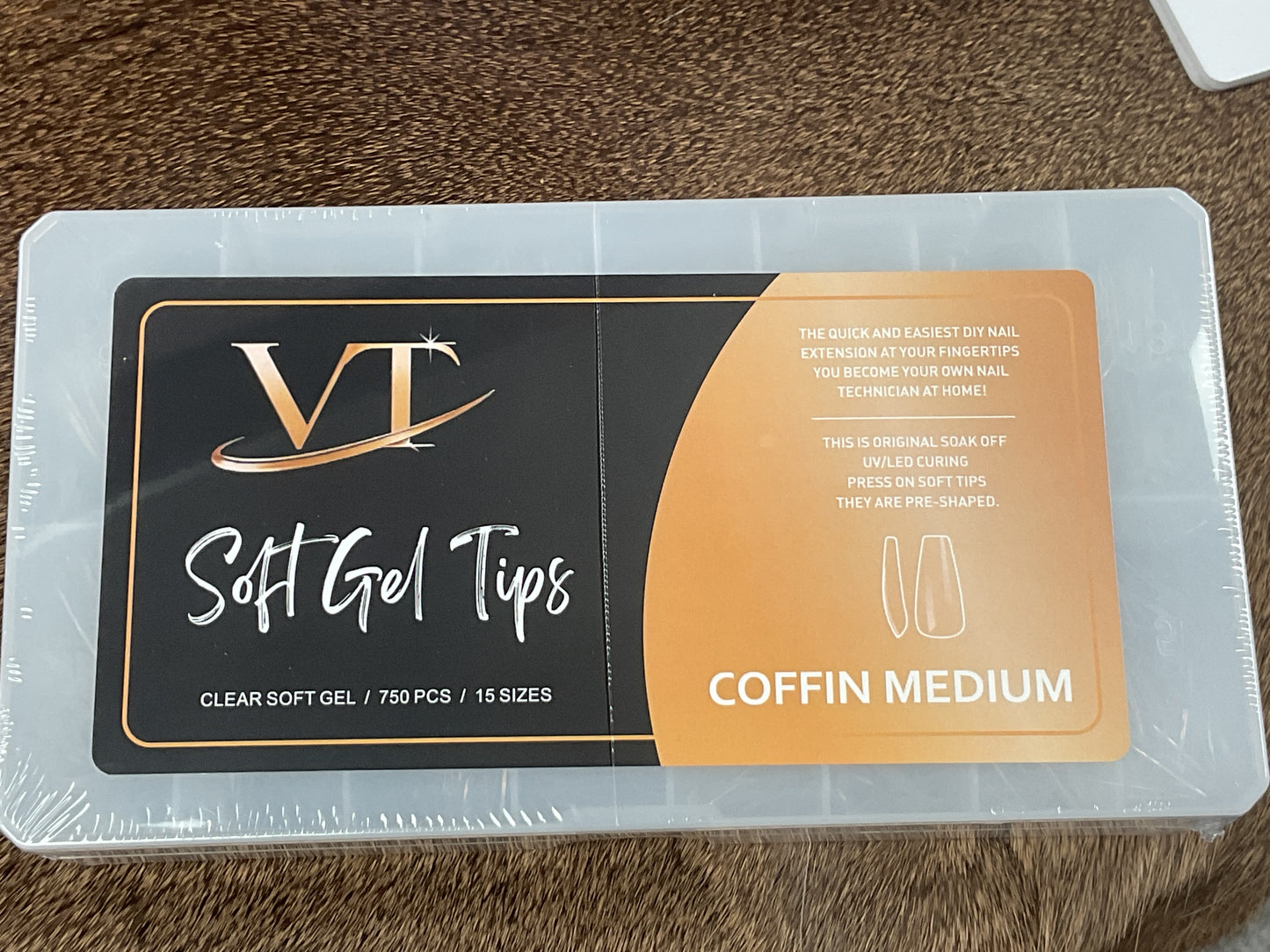 VT Soft Gel-X Nail Tips. Coffin Medium