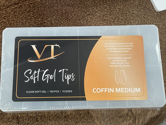 VT Soft Gel-X Nail Tips. Coffin Medium