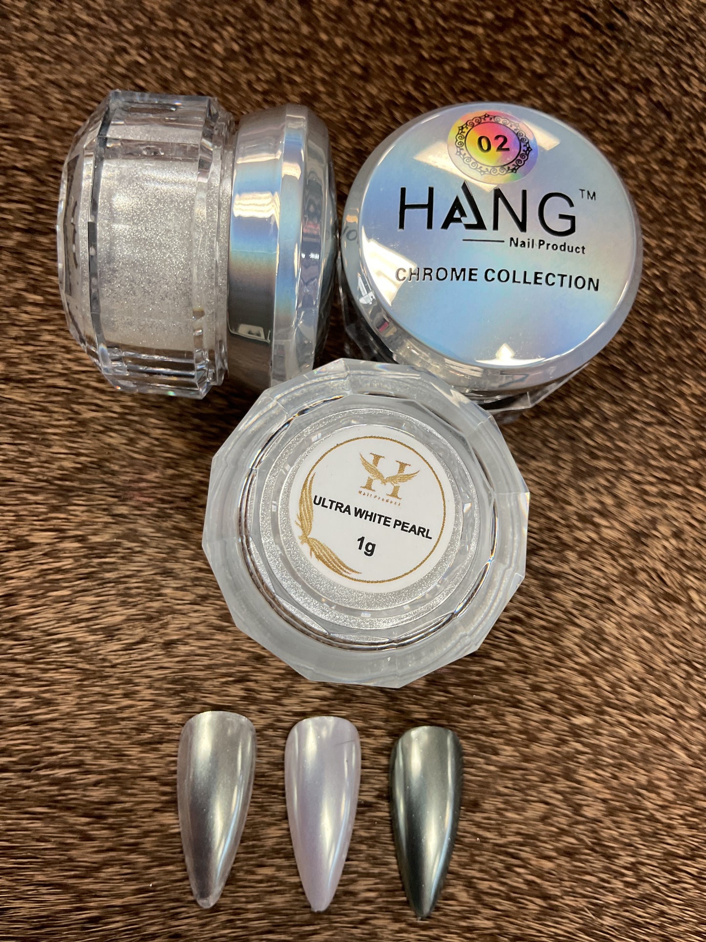 Hang #02 Chrome Nail Powder Collection- Ultra White Pearl