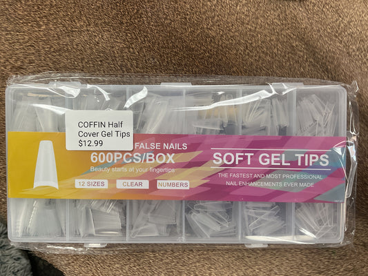 Coffin Half-Cover Gel Nail Tips (600 pcs)