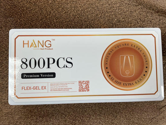 HANG Flex-Gel X Nail Tips Square Extra Short 800pcs