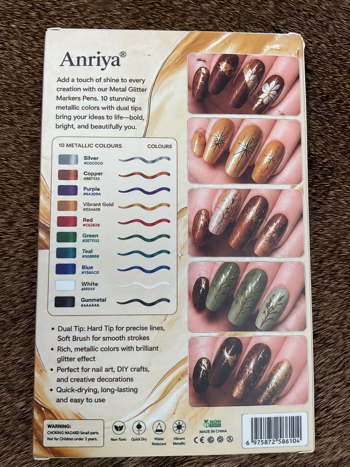 Anriya Metal Glitter Nail Markers
