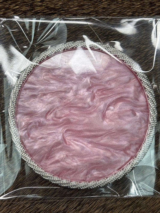 Pink Satin Silver Trimmed Mixing Palate