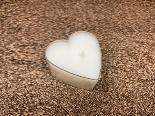 Heart-Shaped White Tealight Candle