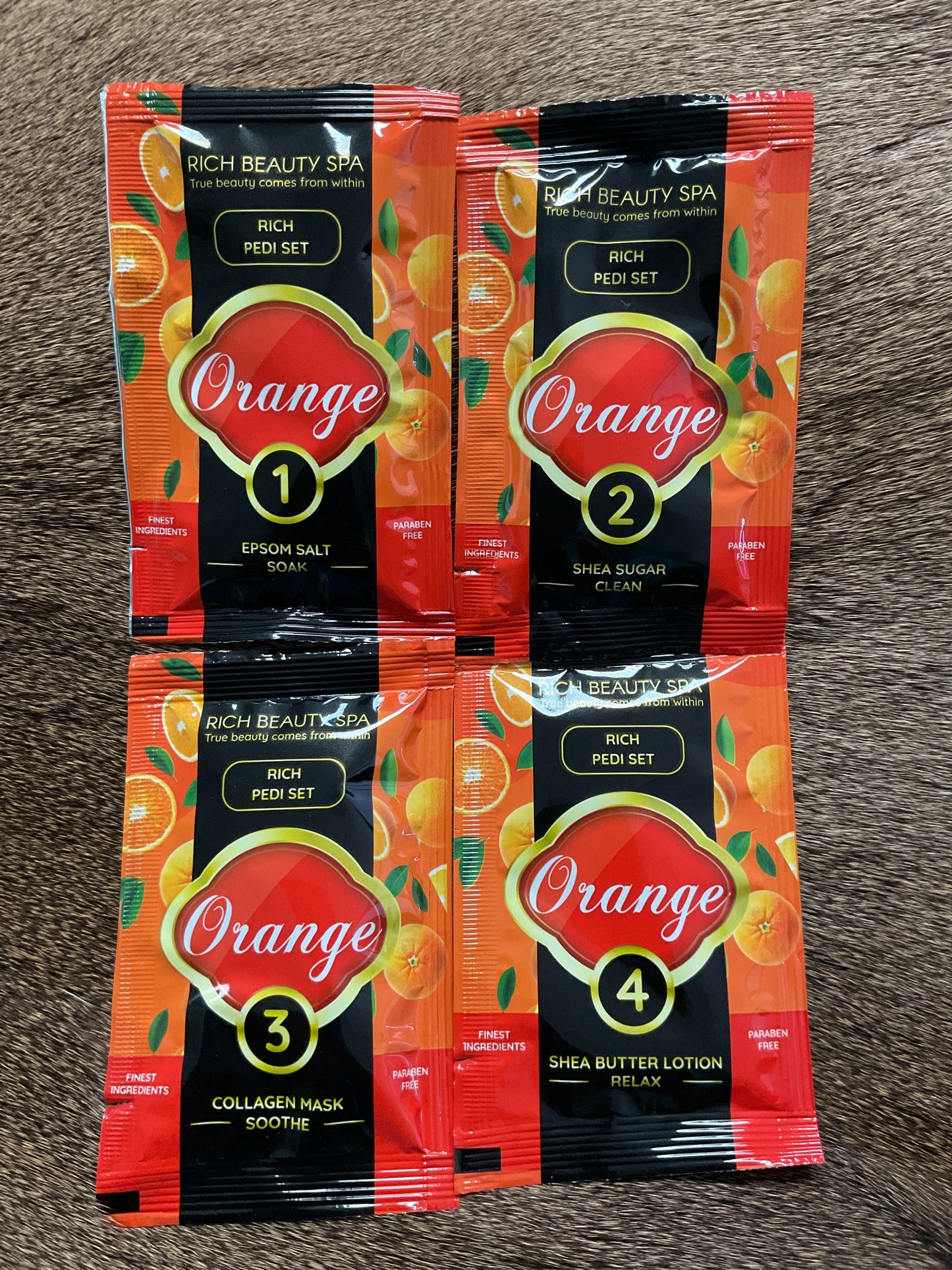 Rich Beauty Spa Orange Pedicure Set  4-Step- (80 sets in a Case)